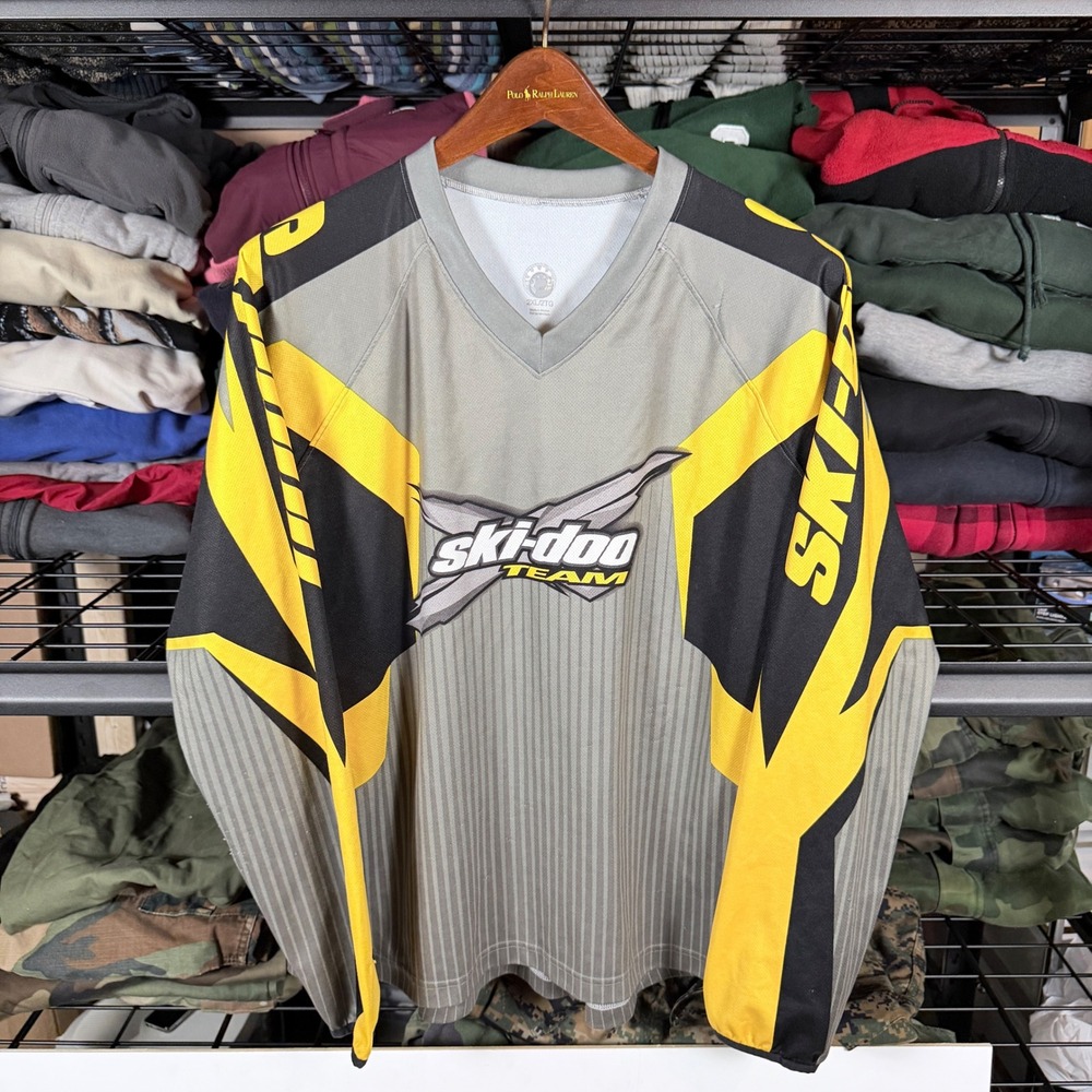 Ski Doo Team Long Sleeve Jersey Mens 2XL 2TG Gray Yellow Black Racing Motocross